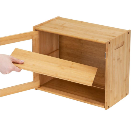 Cutie pentru paine din bambus cu fereastra transparenta, inchidere magnetica, 39x20x31 cm, bambus natural [8]