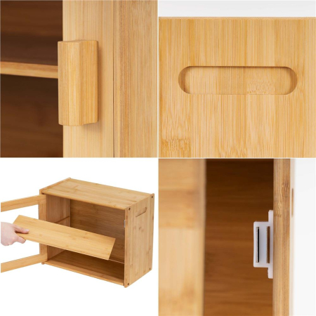 Cutie pentru paine din bambus cu fereastra transparenta, inchidere magnetica, 39x20x31 cm, bambus natural [10]