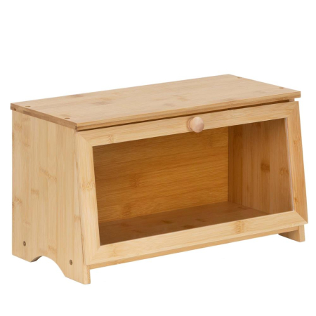 Cutie pentru paine din bambus cu fereastra transparenta, inchidere magnetica, 40x20x23 cm, bambus natural [1]