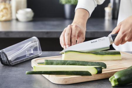 Cutitul bucatarului cu suport de ascutire Tefal Ever Sharp K2569004, 16.5 cm, suport cu tehnologie Dual Pivot, sistem de blocare, otel german [18]