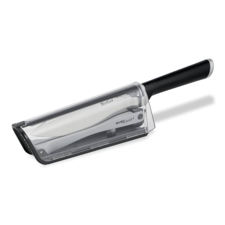 Vase & ustensile pentru gatit - Cutitul bucatarului cu suport de ascutire Tefal Ever Sharp K2569004, 16.5 cm, suport cu tehnologie Dual Pivot, sistem de blocare, otel german