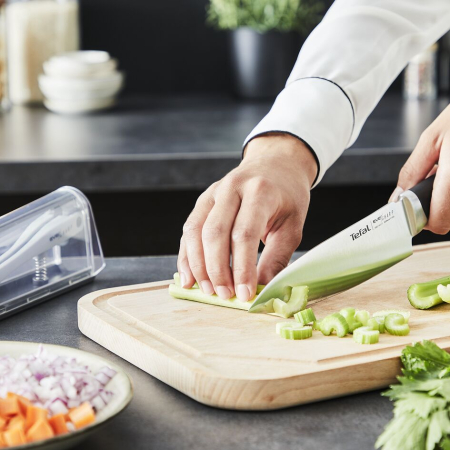 Cutitul bucatarului cu suport de ascutire Tefal Ever Sharp K2569004, 16.5 cm, suport cu tehnologie Dual Pivot, sistem de blocare, otel german [24]