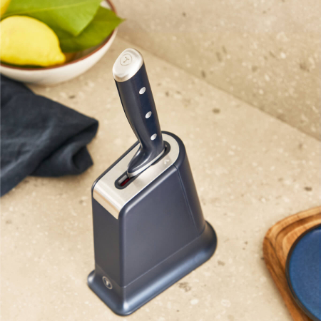 Cutitul bucatarului & suport Tefal EverSharp Pro K297S244, inox german, maner ergonomic, sistem de ascutire integrat, negru & argintiu [4]