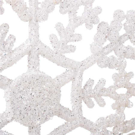 Decoratiune brad fulg de zapada, 13cm, alb cu sclipici [3]