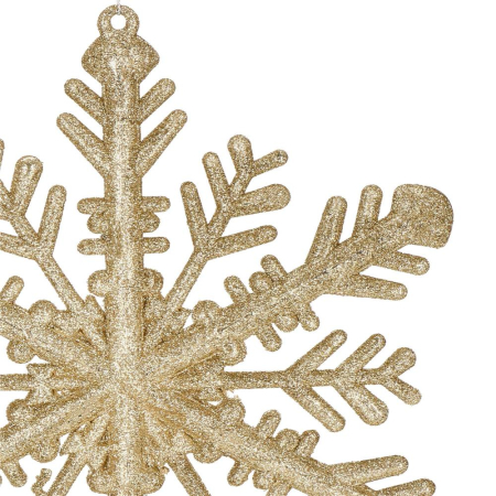 Decoratiune brad fulg de zapada, 30cm, auriu cu sclipici [7]