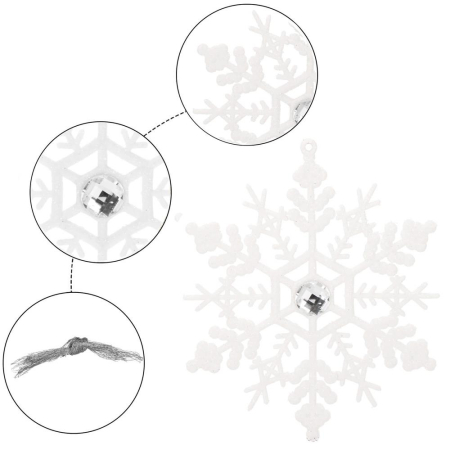 Decoratiune brad fulg de zapada cu cristal, set 2 bucati, 12cm, alb [2]