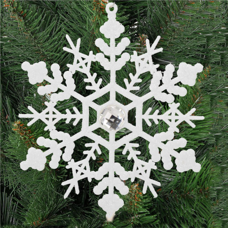 Decoratiune brad fulg de zapada cu cristal, set 2 bucati, 12cm, alb [1]