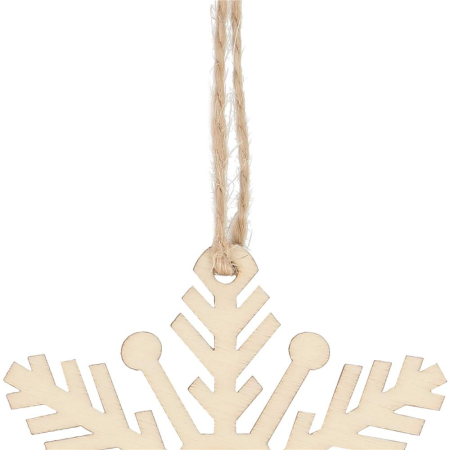 Decoratiune brad fulg de zapada din lemn, set 6 bucati, maro [3]