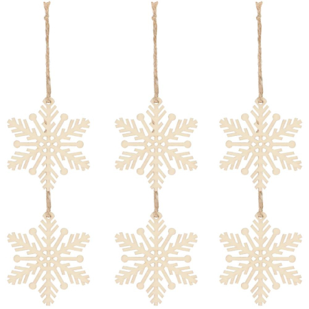 Decoratiune brad fulg de zapada din lemn, set 6 bucati, maro [7]