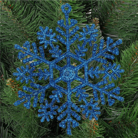 Decoratiune brad fulg de zapada, set 12 bucati, 10cm, albastru [9]