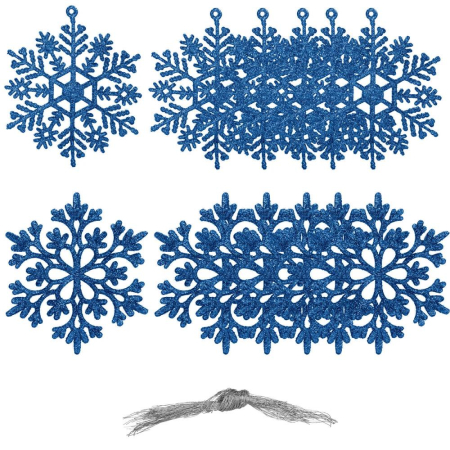 Decoratiune brad fulg de zapada, set 12 bucati, 10cm, albastru [3]