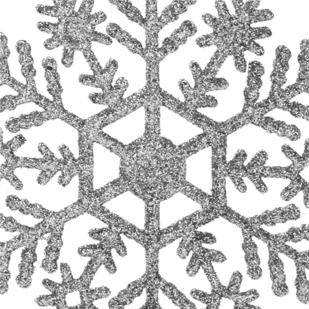 Decoratiune brad fulg de zapada, set 12 bucati, 10cm, argintiu [4]