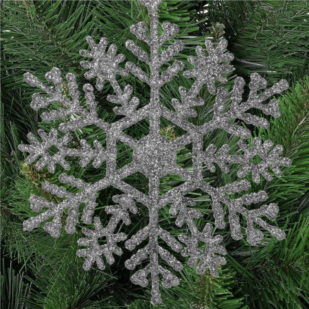Decoratiune brad fulg de zapada, set 12 bucati, 10cm, argintiu [10]