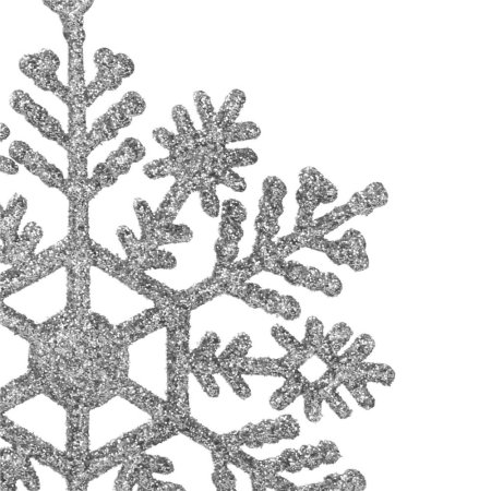 Decoratiune brad fulg de zapada, set 12 bucati, 10cm, argintiu [5]