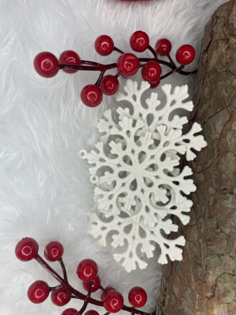 Decoratiune brad fulg de zapada, set 8 bucati, 8cm, alb [14]