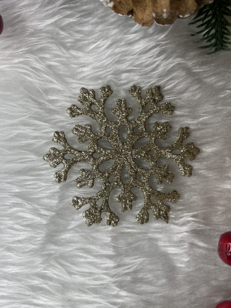 Decoratiune brad fulg de zapada, set 8 bucati, 8cm, auriu [13]