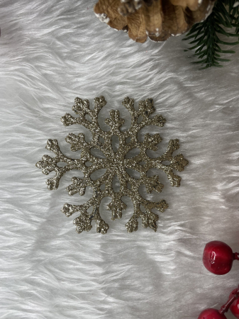 Decoratiune brad fulg de zapada, set 8 bucati, 8cm, auriu [14]