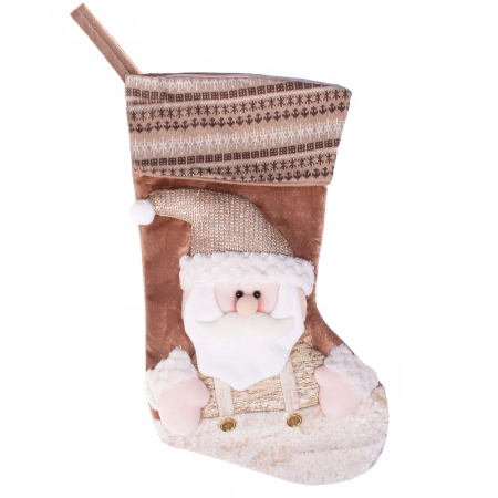 Decoratiuni si figurine - Decoratiune Craciun, soseta pentru cadouri cu Mos Craciun 45cm, maro