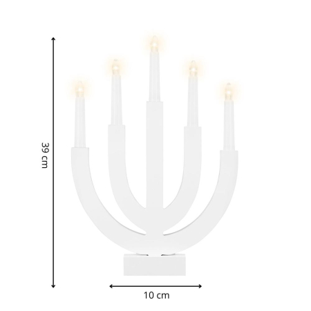 Decoratiune luminoasa tip sfesnic, din lemn, 39 cm, lumina calda, alimentare cu baterii, alb [14]