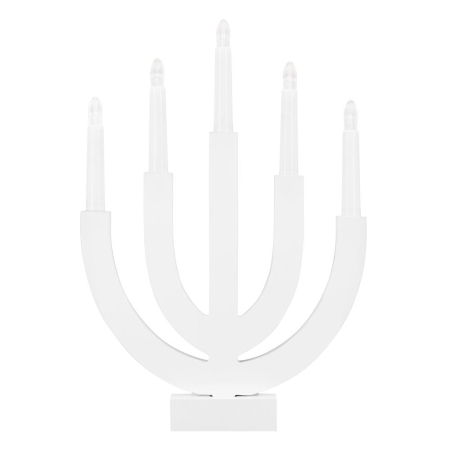 Decoratiune luminoasa tip sfesnic, din lemn, 39 cm, lumina calda, alimentare cu baterii, alb [8]
