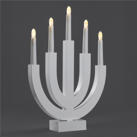 Decoratiune luminoasa tip sfesnic, din lemn, 39 cm, lumina calda, alimentare cu baterii, alb [10]