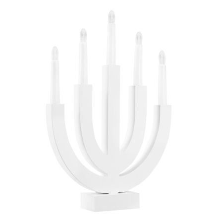 Decoratiune luminoasa tip sfesnic, din lemn, 39 cm, lumina calda, alimentare cu baterii, alb [9]
