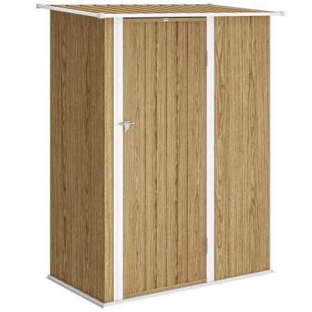 Gradina & balcon -  Depozit de Unelte din Metal cu Acoperis inclinat si Usa Blocabila, 142x86x189 cm, culoare lemn