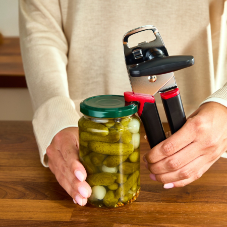 Deschizator pentru conserve, borcane si sticle Tefal Ingenio K4274334, inox, compatibilitate cu masina de spalat vase, negru & rosu [7]
