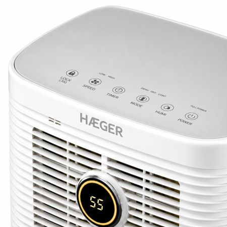 Dezumidificator digital HAEGER DIGI DESUMI 10, Capacitate 10 L/zi, Display digital, Control tactilrezervor 1.6L, Drenaj continuu, Alb [3]