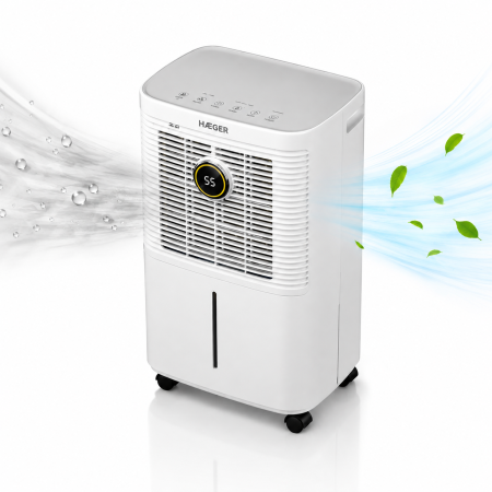 Dezumidificatoare - Dezumidificator digital HAEGER DIGI DESUMI 10, Capacitate 10 L/zi, Display digital, Control tactilrezervor 1.6L, Drenaj continuu, Alb
