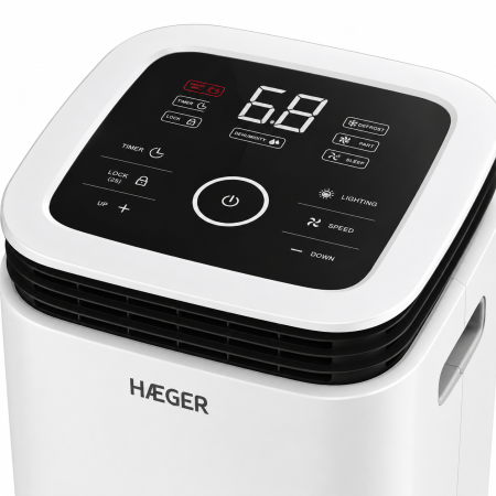 Dezumidificator digital HAEGER DIGI DESUMI 16, Capacitate 16 L/zi, display LED, rezervor 2.2L, drenaj continuu, Alb [2]