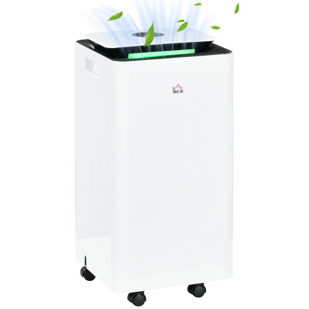 Instalatii sanitare, termice & climatizare -  Dezumidificator Portabil de 10L/Zi cu 5 Moduri, 2 Viteze, Timer 24h si Roti, 25x25x50,5 cm, Alb
