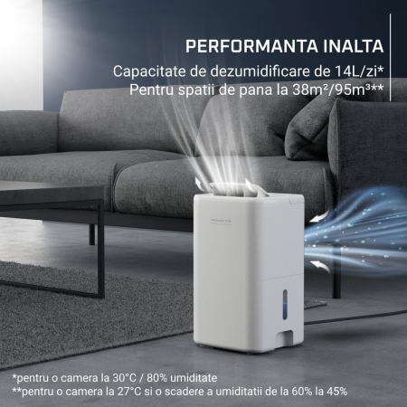 Dezumidificator Rowenta Extreme Dry Compact DH5250F0, 300 W, 14 l/24 h, rezervor 3 l, indicator de umiditate, 3 moduri, functie anti-inghet, alb [5]