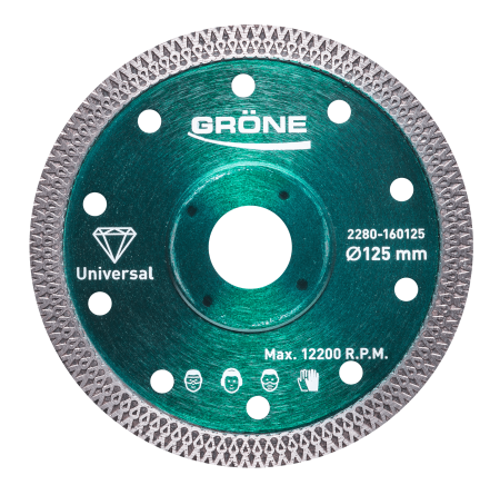 Disc diamantat Gröne, diametru 125 x 22,23 mm, muchie canelata continua "Cyclone" [1]