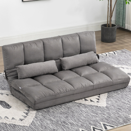 , Divan de Podea 2 in 1, cu Spatar Reglabil in 7 Niveluri si Perne, 130x73x60 cm, Gri Carbone [7]