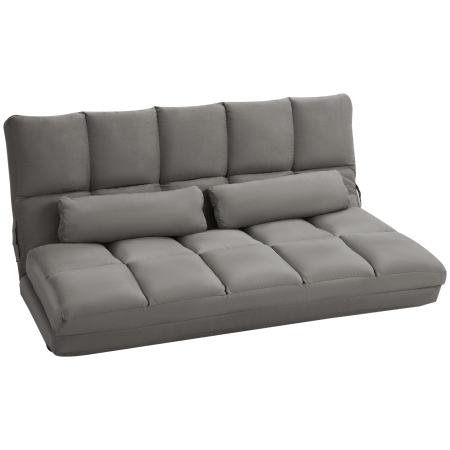 Living & hol - , Divan de Podea 2 in 1, cu Spatar Reglabil in 7 Niveluri si Perne, 130x73x60 cm, Gri Carbone