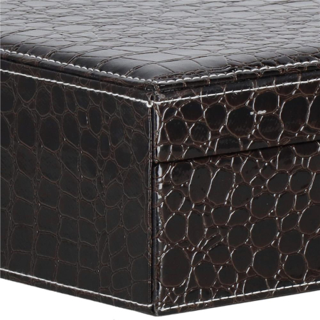 Cutie depozitare si organizare bijuterii, MDF, piele ecologica, 26 x 26 x 8,5cm, negru sarpe [8]