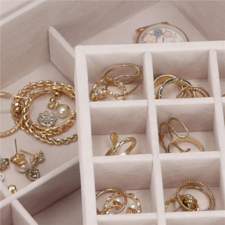 Cutie depozitare si organizare bijuterii, MDF, piele ecologica, 26 x 26 x 8,5cm, negru sarpe [23]