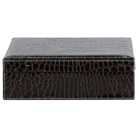 Cutie depozitare si organizare bijuterii, MDF, piele ecologica, 26 x 26 x 8,5cm, negru sarpe [4]