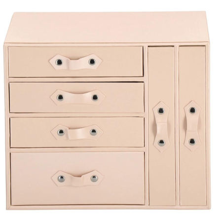 (DL) Cutie depozitare si organizare bijuterii, piele ecologica + velur, 26 x 22 x 18 cm, roz [2]