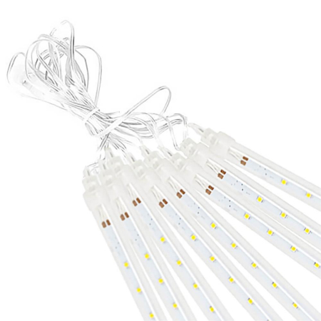 (DL) Instalatie de Craciun, 8 tuburi, 30cm, 144 LED, ploaie de meteoriti, alb [9]