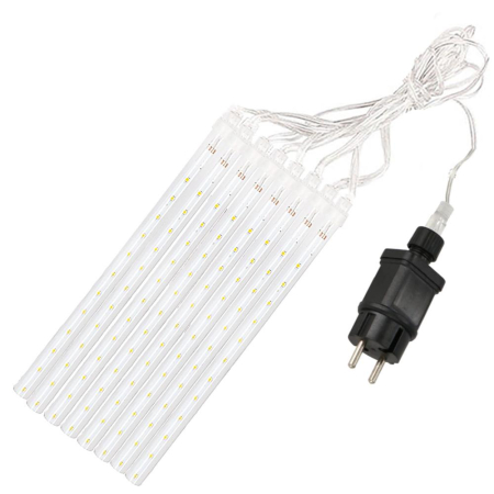(DL) Instalatie de Craciun, 8 tuburi, 30cm, 144 LED, ploaie de meteoriti, alb [4]