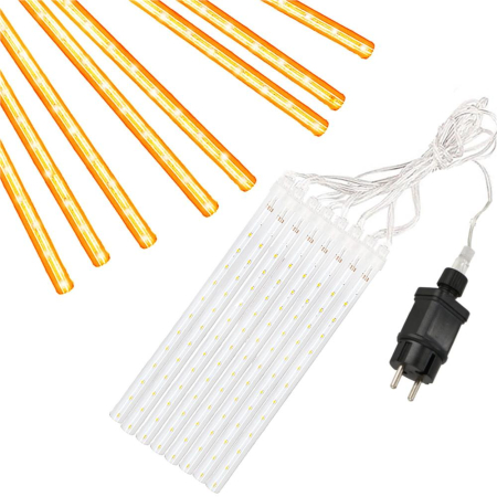 (DL) Instalatie de Craciun, 8 tuburi, 30cm, 144 LED, ploaie de meteoriti, galben [3]