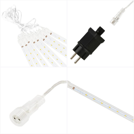 (DL) Instalatie de Craciun, 8 tuburi, 30cm, 144 LED, ploaie de meteoriti, galben [10]