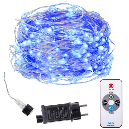 (DL) Instalatie lumina decorativa cu 300 LED-uri, telecomanda, 30m, iluminare albastra [8]