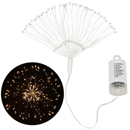 (DL) Instalatie lumina decorativa STAR cu 100 LED-uri, diametru 30cm, alimentare baterii, iluminare galbena [1]