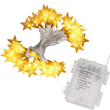 (DL) Instalatie stelute luminoase pentru gradina, 5 metri, 50 LED-uri, cu baterii, galben [2]