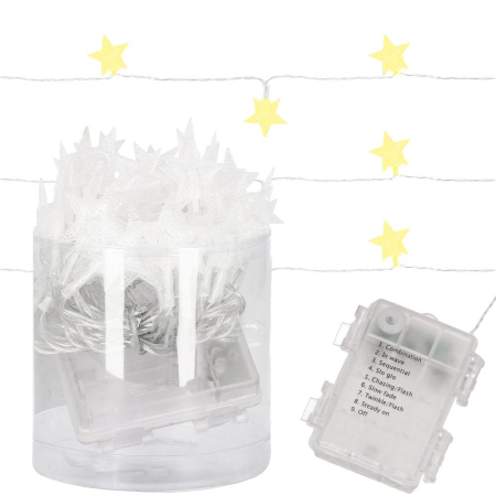 (DL) Instalatie stelute luminoase pentru gradina, 5 metri, 50 LED-uri, cu baterii, galben [5]