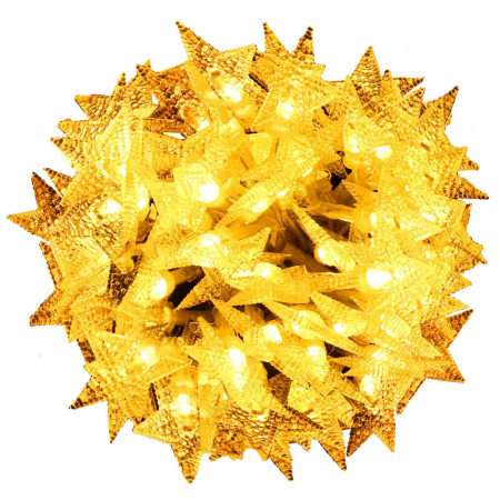 (DL) Instalatie stelute luminoase pentru gradina, 5 metri, 50 LED-uri, cu baterii, galben [12]