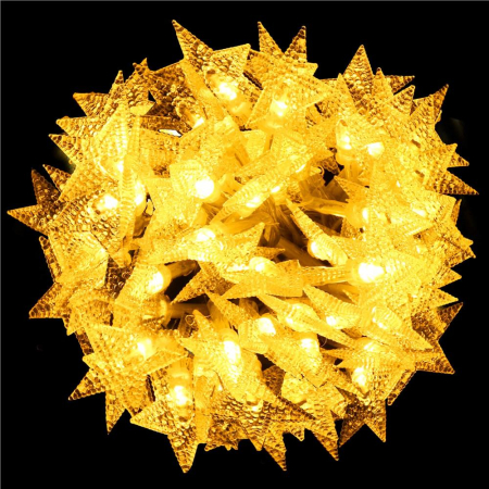 Instalatii luminoase - (DL) Instalatie stelute luminoase pentru gradina, 5 metri, 50 LED-uri, cu baterii, galben
